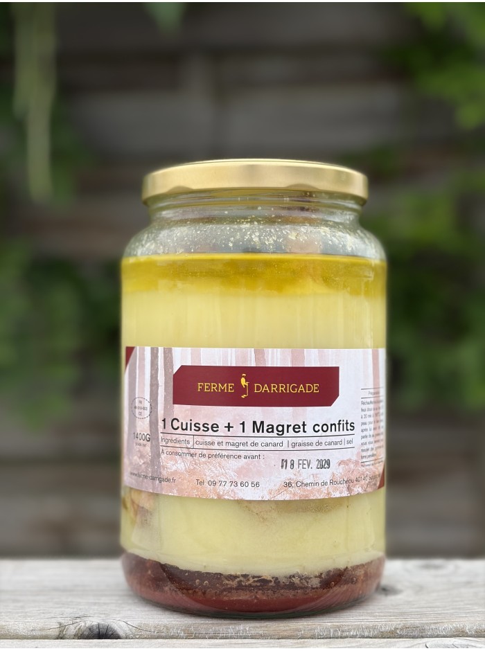 Bocal demi-canard confit (1 magret + 1 cuisse)